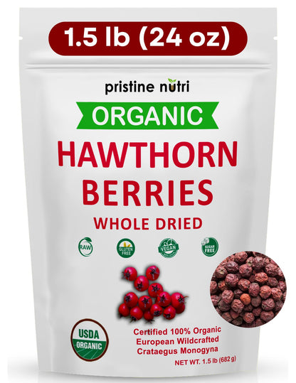 1.5 lb Organic Hawthorn Berries – Dried Bulk for Tea | Heart Health & Stress Relief