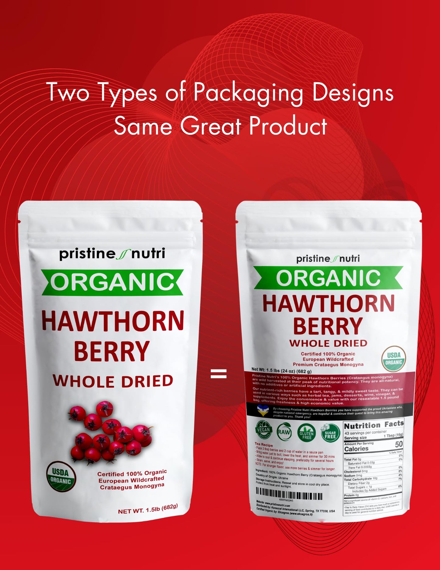 1.5 lb Organic Hawthorn Berries – Dried Bulk for Tea | Heart Health & Stress Relief