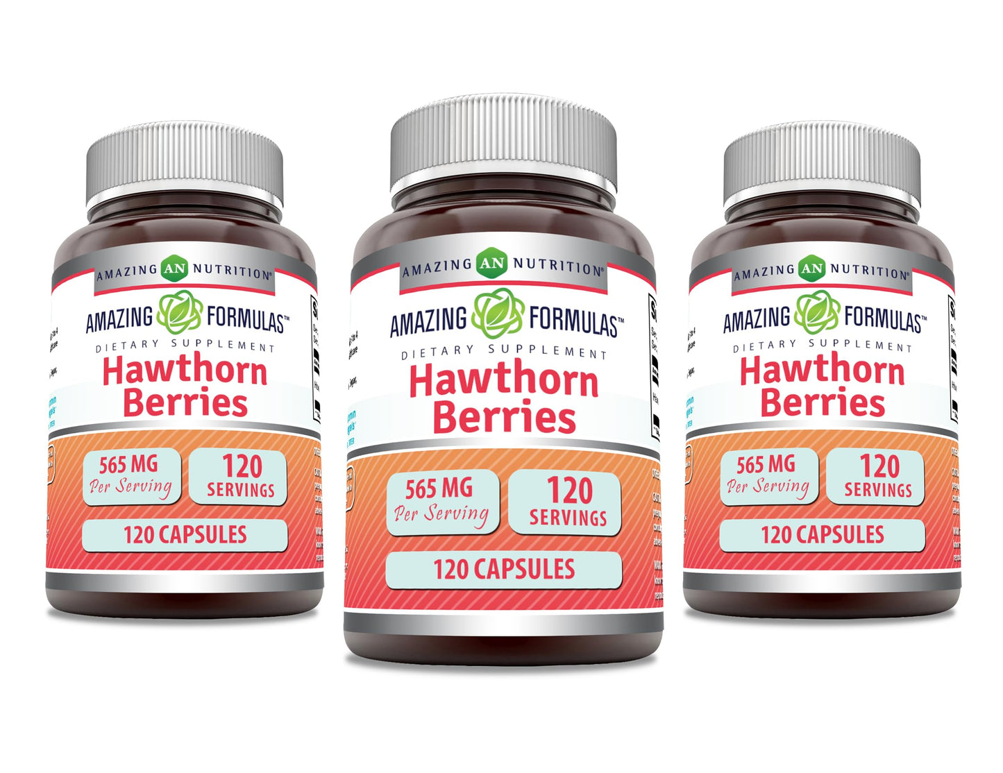 Amazing Formulas Hawthorn Berries 565 mg – 120 Capsules, 3 Pack, Made in USA