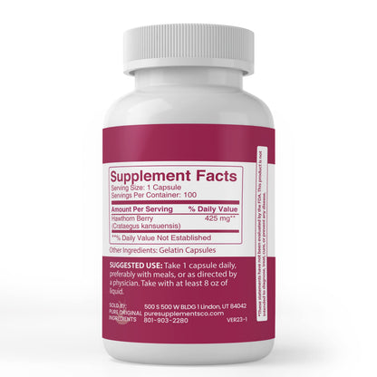 Hawthorn Berry 100 Capsules - Pure Original Ingredients, Lab Verified