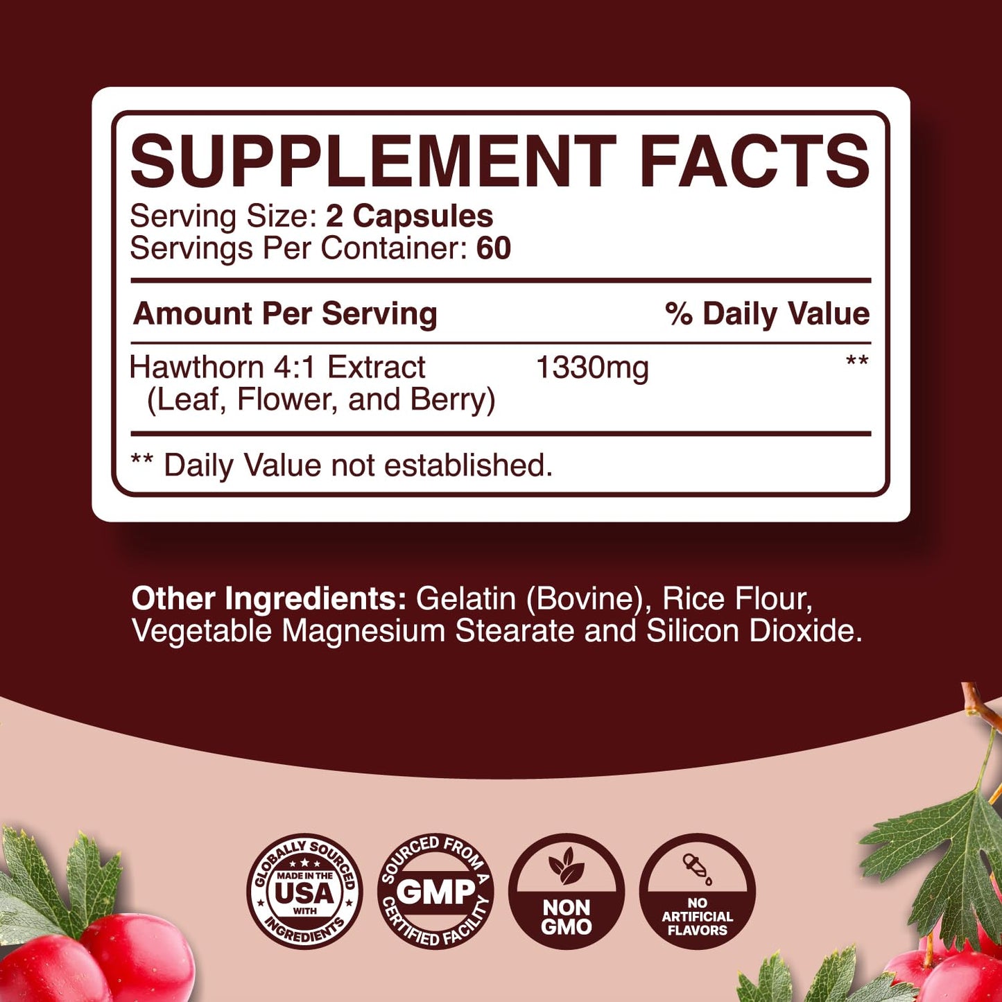 High Strength Hawthorn Berry Capsules – Heart Health & Digestion (120 Count)