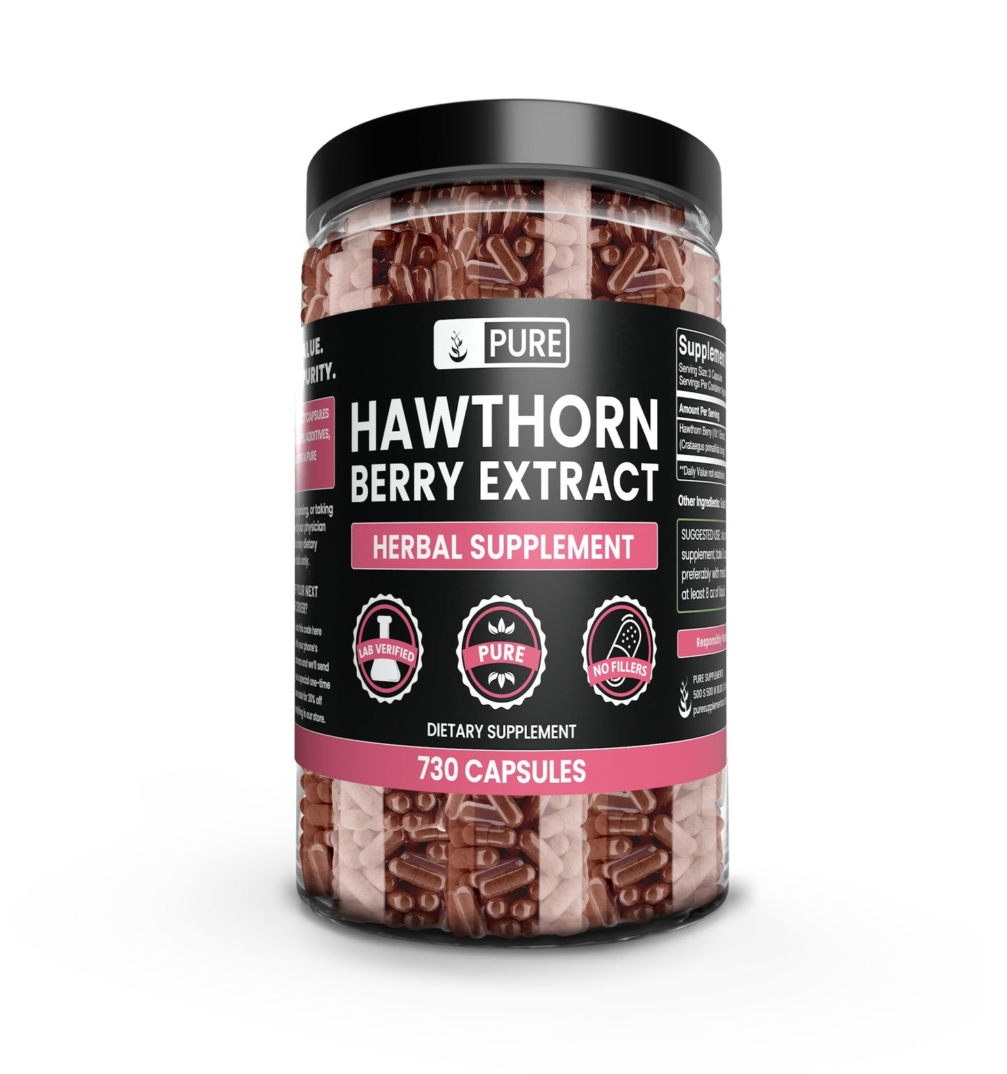 Pure Original Ingredients Hawthorn Berry Extract (730 Capsules) Pure & Natural, No Additives Or Fillers