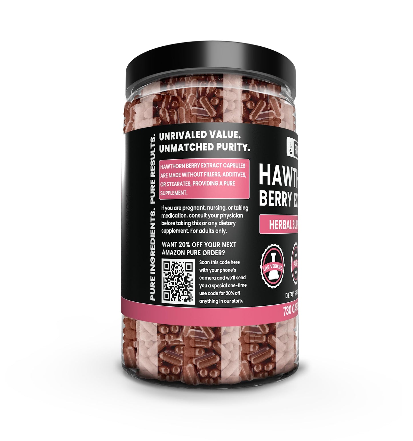 Pure Original Ingredients Hawthorn Berry Extract (730 Capsules) Pure & Natural, No Additives Or Fillers