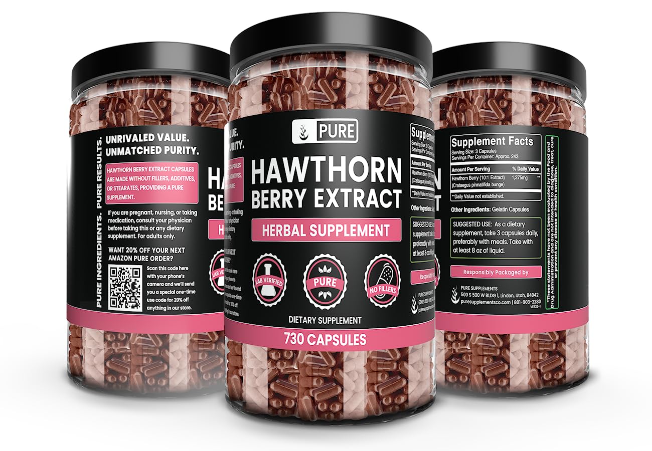 Pure Original Ingredients Hawthorn Berry Extract (730 Capsules) Pure & Natural, No Additives Or Fillers