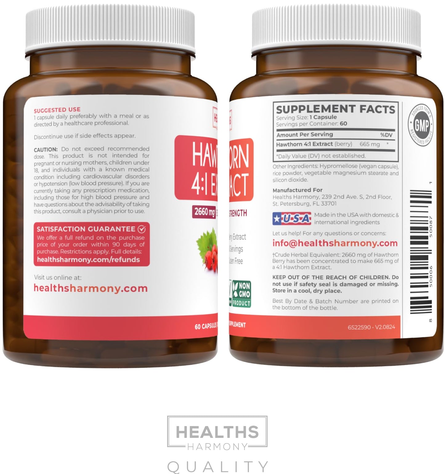 Super Potent Hawthorn Berry Extract Capsules – Heart Health, Digestive Support, Vegan, Non-GMO, Gluten Free (2-Month Supply)