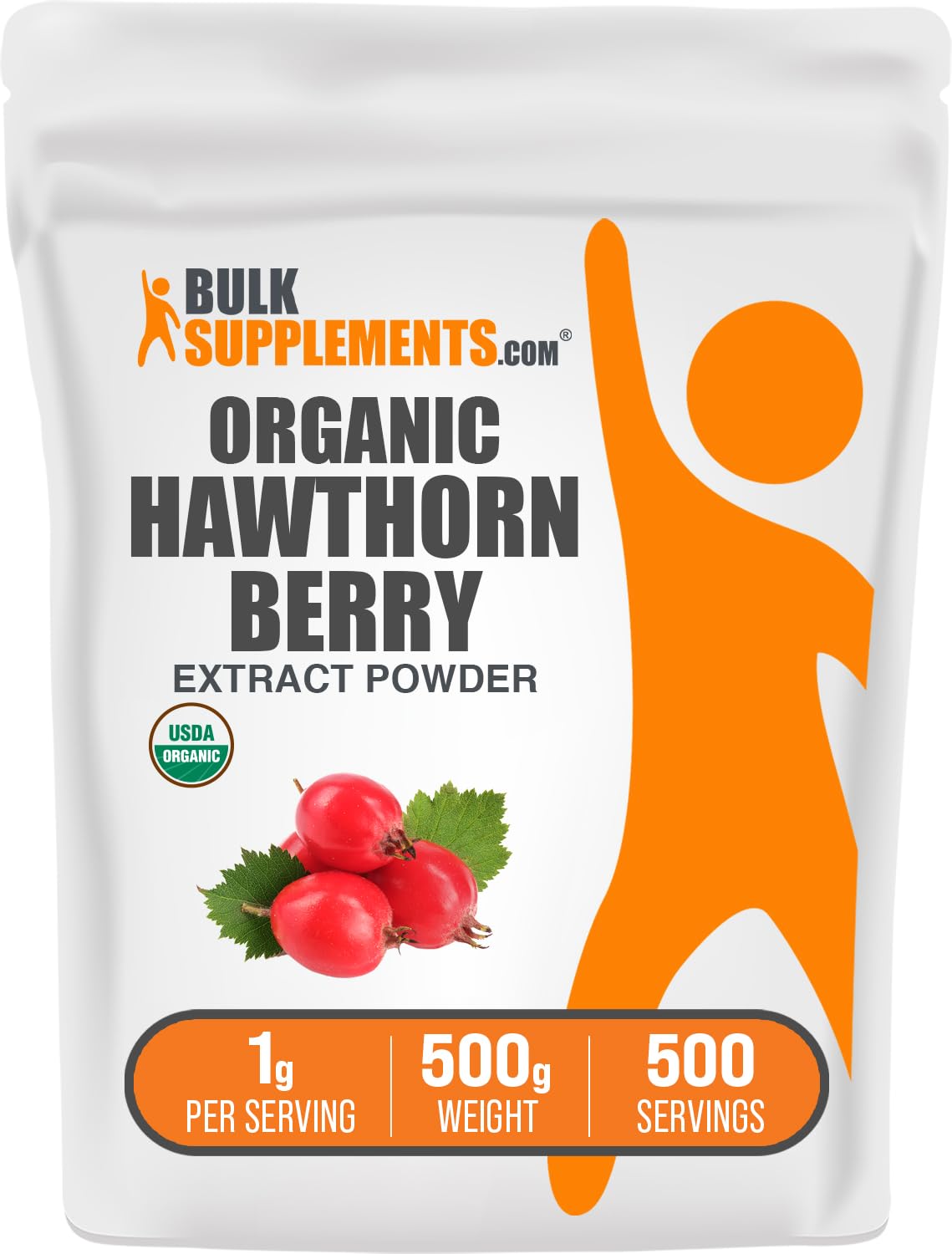 Hawthorn Berry Extract Powder – Organic, Gluten Free (500g) | BulkSupplements