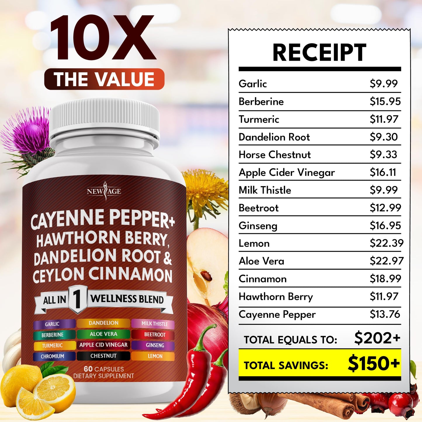 Cayenne Pepper Capsules with Hawthorn Berry & Herbs – 120 Count