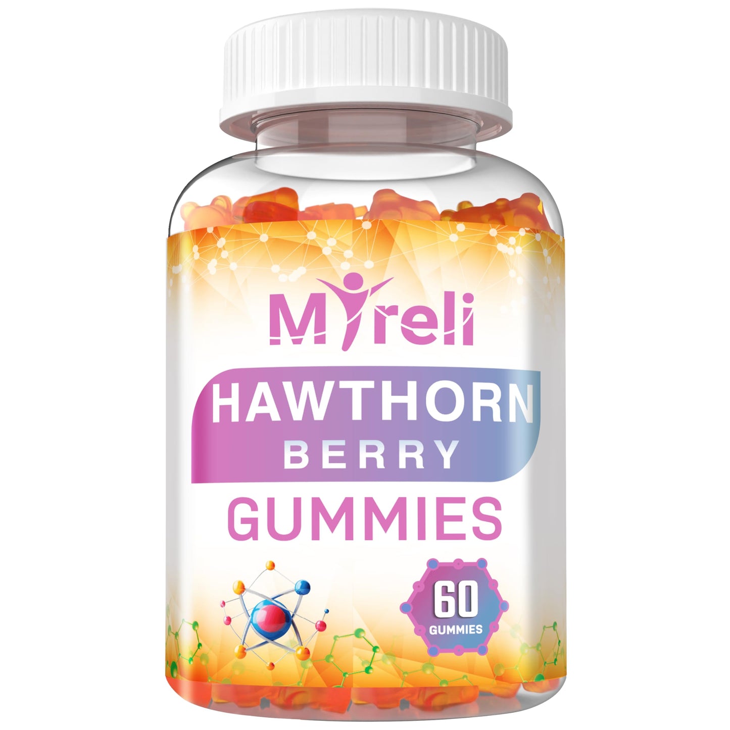 Hawthorn Berry Gummies 1000mg - Vegan, Gluten-Free | Plant-Based Arterial Support - 60 Chewables