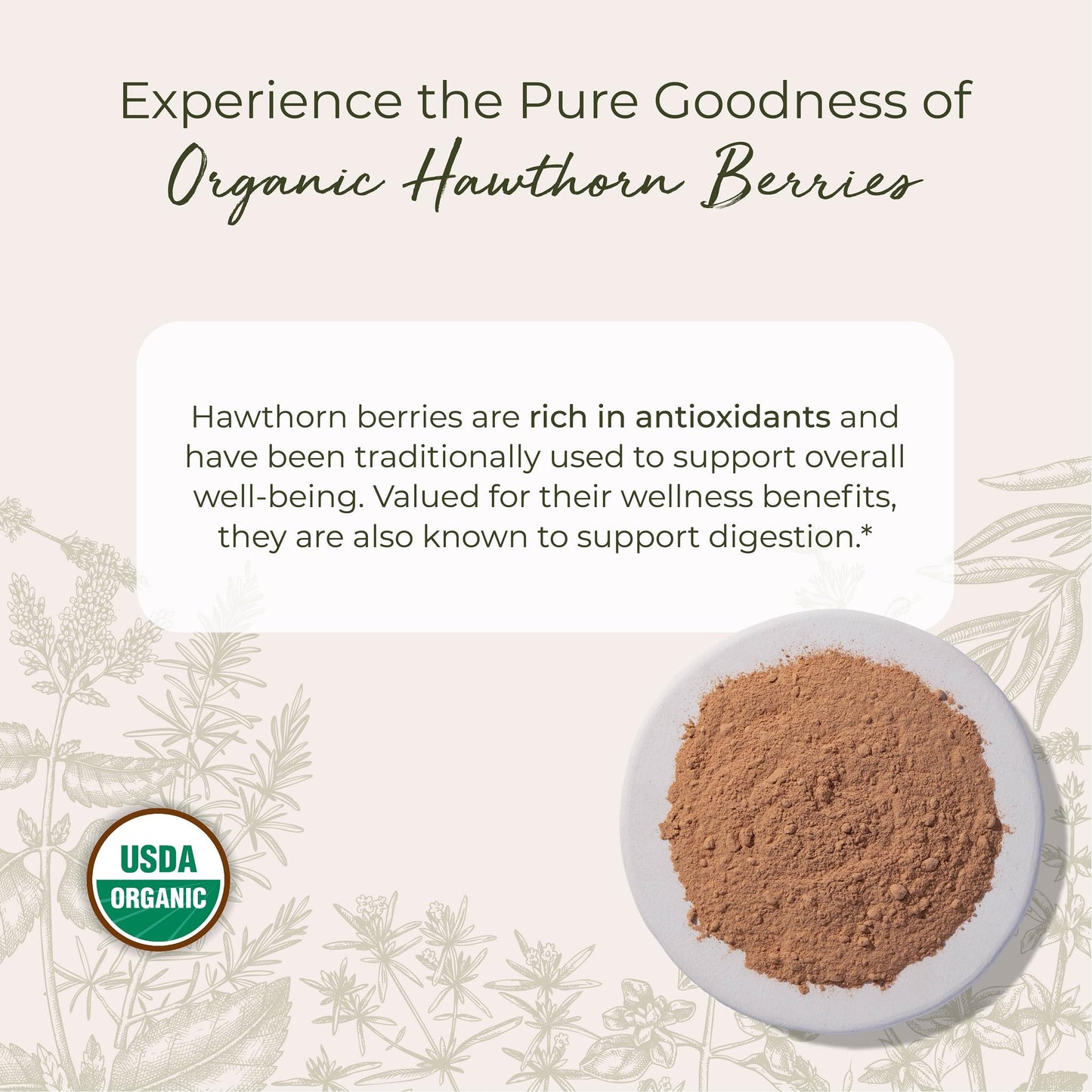 Starwest Botanicals Organic Hawthorn Berry Powder - 1 lb, Kosher, Non-GMO