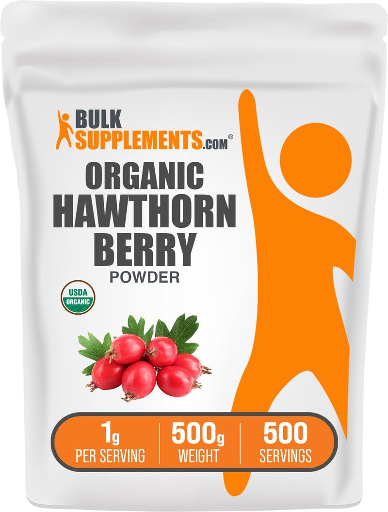 Organic Hawthorn Berry Powder - Vegan & Gluten Free, 500g (1g/Serving)
