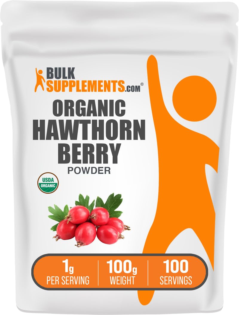 BulkSupplements Organic Hawthorn Berry Powder - Herbal Supplement | Vegan & Gluten Free | 100g