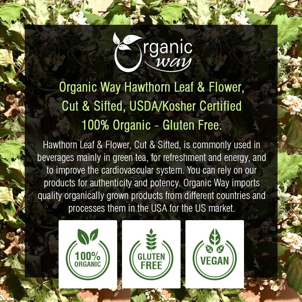 Organic Hawthorn Leaf & Flower Cut & Sifted — Herbal Tea (2 oz) | Albania Origin, Non-GMO, Kosher
