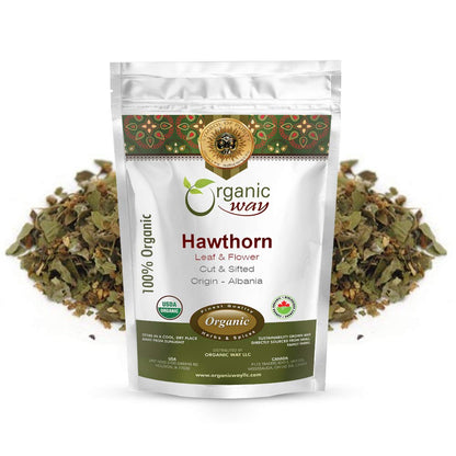 Organic Hawthorn Leaf & Flower Cut & Sifted – Herbal Tea (Crataegus monogyna), Albania (4 Oz) | Non-GMO, Gluten Free, Kosher, USDA Certified