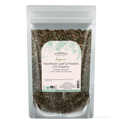 Starwest Hawthorn Leaves & Flowers - Organic Dried Hawthorn Tea, 4 oz