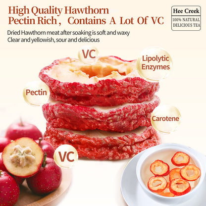 Hee Creek Hawthorn Berry Tea – Seedless Dried Hawthorn Slices, 7.06oz/200g, Sun-Dried Hawthorn for Tea Infusion