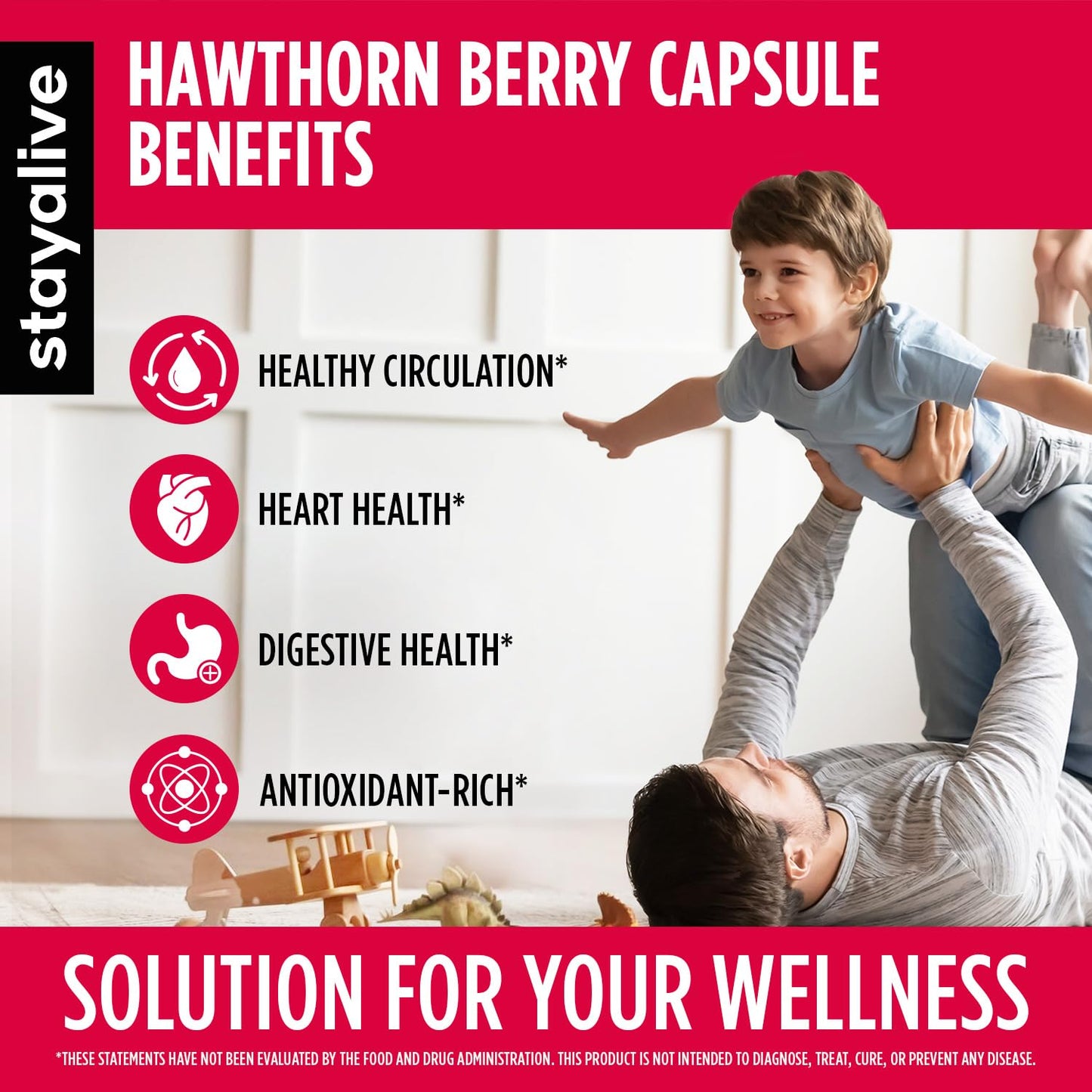 STAY ALIVE Hawthorn Berry Capsules 20:1 Extract – 6-in-1 Antioxidant, 120 Vegan Pills