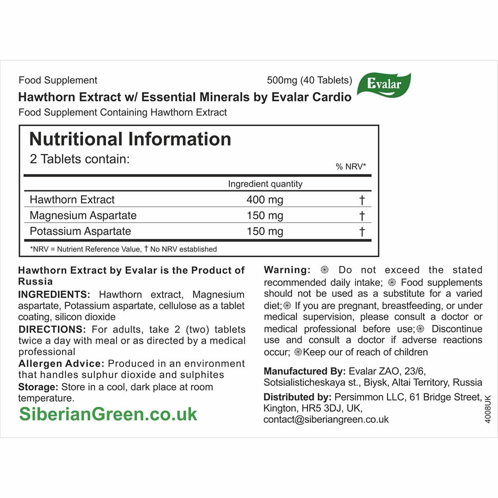 Hawthorn by Evalar Cardio 40 Tabs | CardioActive Hawthorn