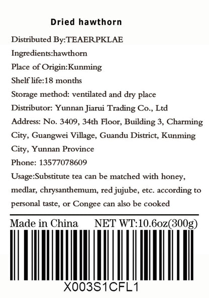 Hawthorn Slices 10.6oz / 300g – Hollow Seedless Hawthorn for Tea