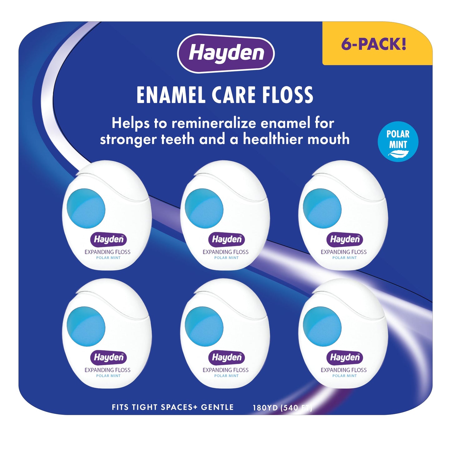 Hayden Enamel Care Dental Floss – Sensitive Gums, Mint, 30 Yards x6