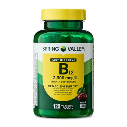 Hayvi Vitamin B12 Quick-Dissolve 2,500 mcg Cherry | 120 Count + Portable Container