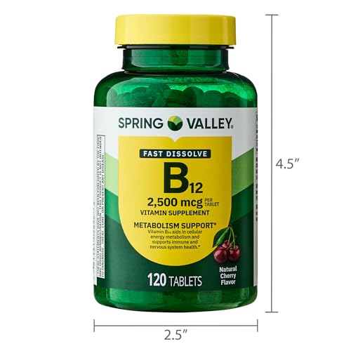 Hayvi Vitamin B12 Quick-Dissolve 2,500 mcg Cherry | 120 Count + Portable Container