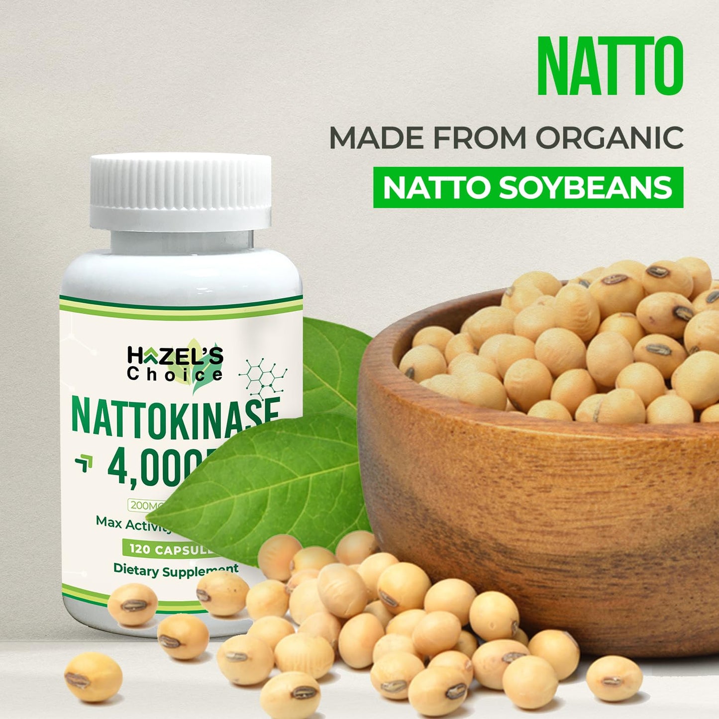 Hazel's Choice Nattokinase 4000 FU – 120 Capsules | 200 mg per Capsule | Non-GMO & Gluten-Free