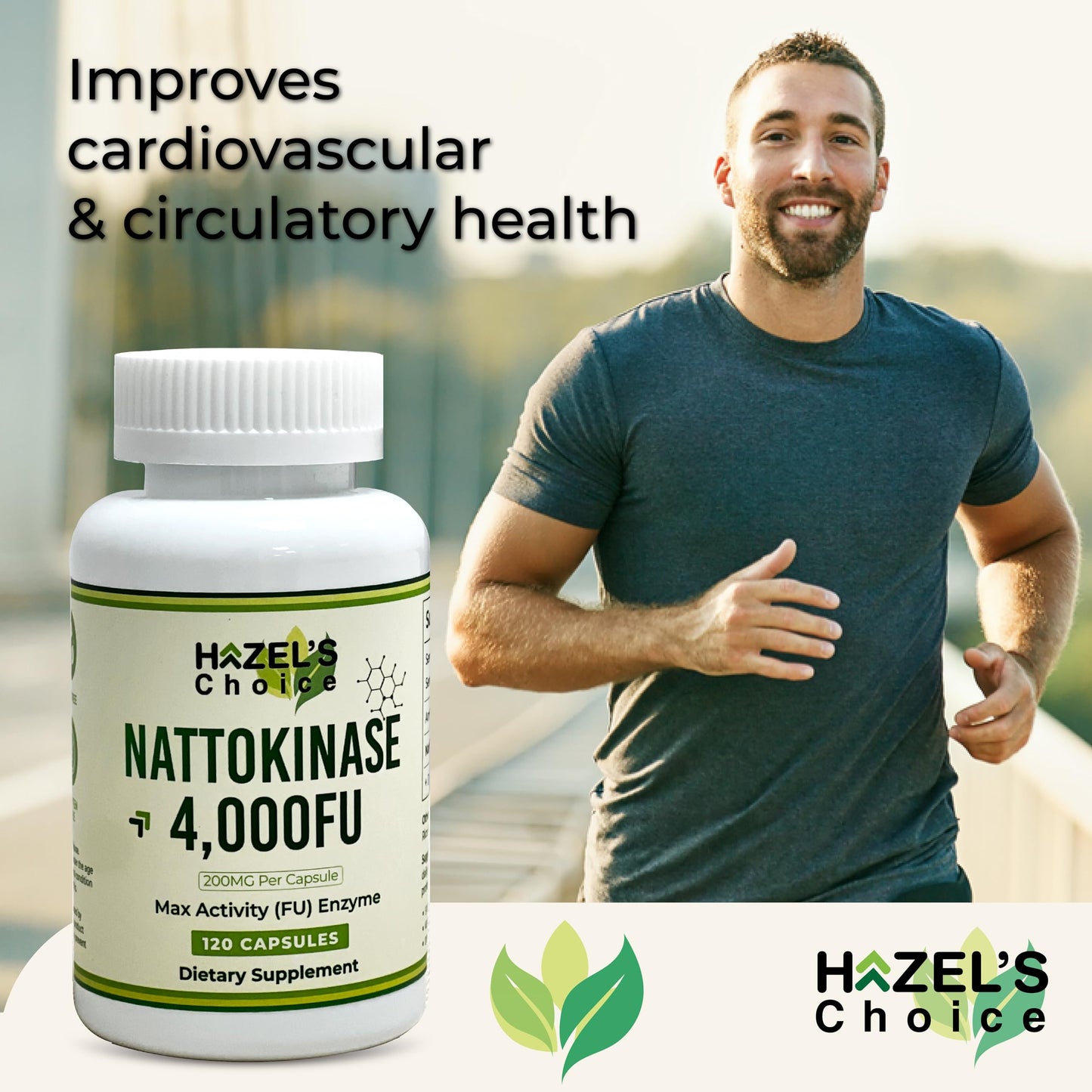Hazel's Choice Nattokinase 4000 FU – 120 Capsules | 200 mg per Capsule | Non-GMO & Gluten-Free