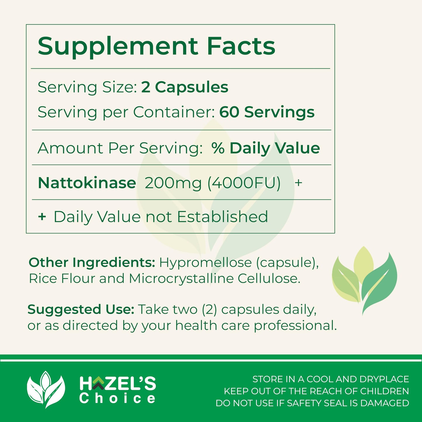Hazel's Choice Nattokinase 4000 FU – 120 Capsules | 200 mg per Capsule | Non-GMO & Gluten-Free