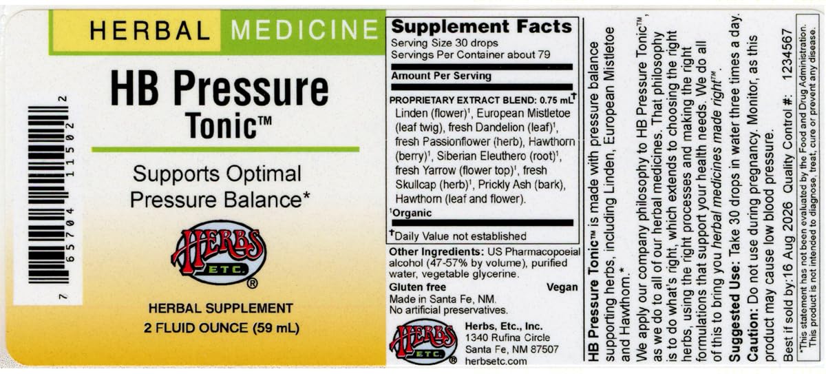 HB Pressure™ Tonic 2 oz | Herbal Medicine by Herbs, Etc.