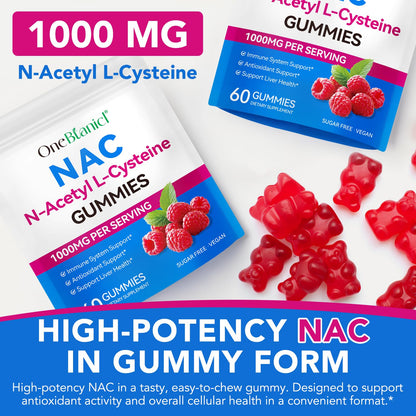 HBIKCLYC NAC Gummies | NAC Supplement for Immune Support | Sugar-Free, Non-GMO | 60 Count