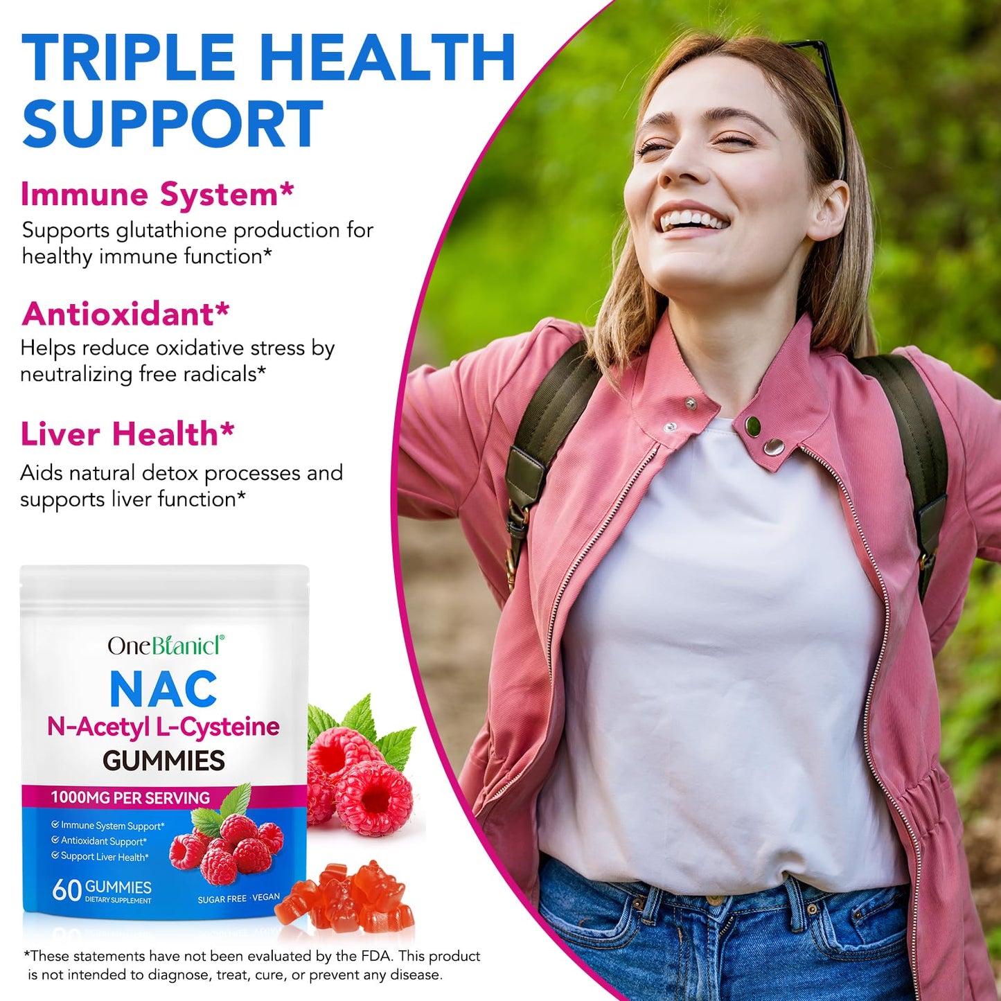 HBIKCLYC NAC Gummies | NAC Supplement for Immune Support | Sugar-Free, Non-GMO | 60 Count