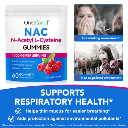 HBIKCLYC NAC Gummies | NAC Supplement for Immune Support | Sugar-Free, Non-GMO | 60 Count