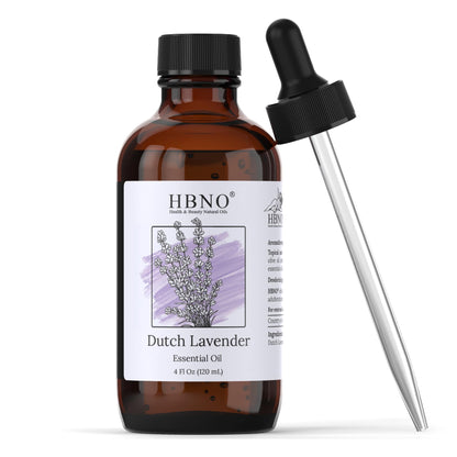 HBNO California Bottled Dutch Lavender Essential Oil 4 fl oz (120ml) - Natural Lavender Oil for Skin, Cleaning, Aromatherapy, DIY & Diffuser