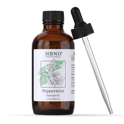 HBNO California Peppermint Essential Oil 4 fl oz (120 ml) – Premium Grade, Natural Peppermint Oil for Hair, Skin & Scalp Care | Diffusers, Massage & Aromatherapy