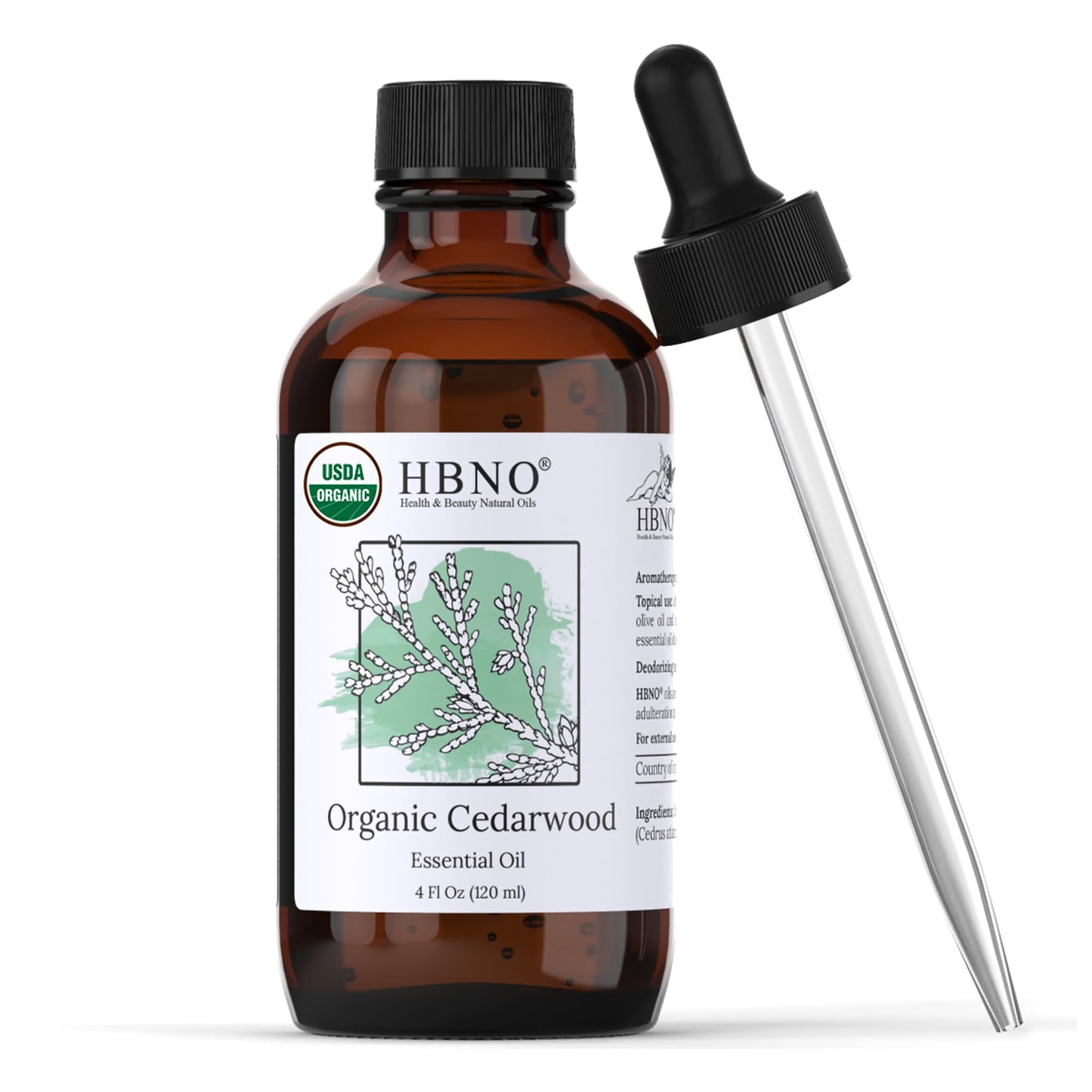 HBNO Cedarwood Essential Oil – 4 oz (120 ml) – USDA Organic
