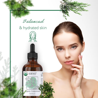 HBNO Cedarwood Essential Oil – 4 oz (120 ml) – USDA Organic