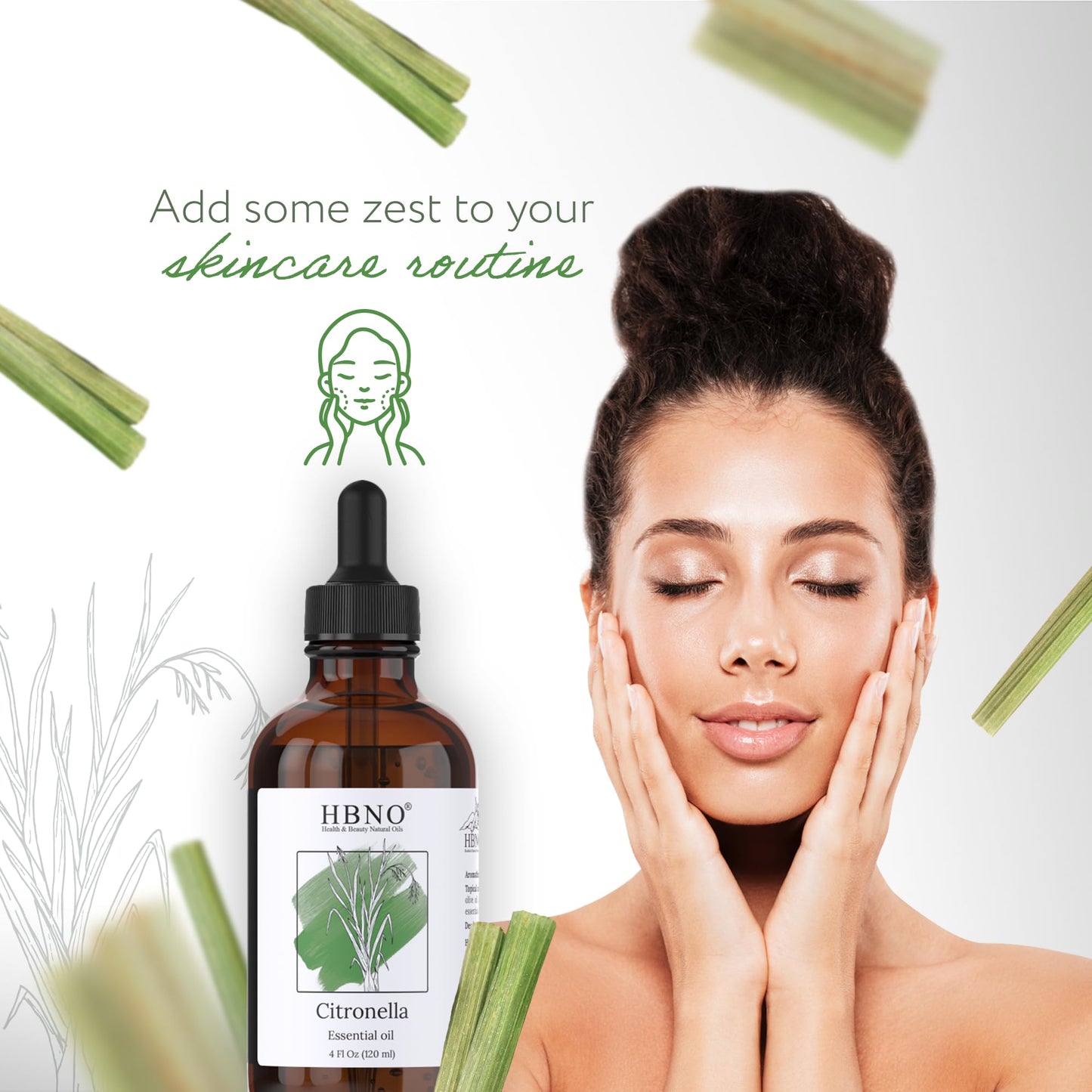 HBNO California Bottled Citronella Essential Oil 4 fl oz (120ml) - Natural Citronella Oil - Perfect for Cleaning, Aromatherapy, DIY, Soap & Diffuser