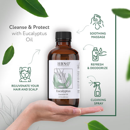 HBNO California Eucalyptus Essential Oil 4 fl oz for Diffuser | Aromatherapy & DIY