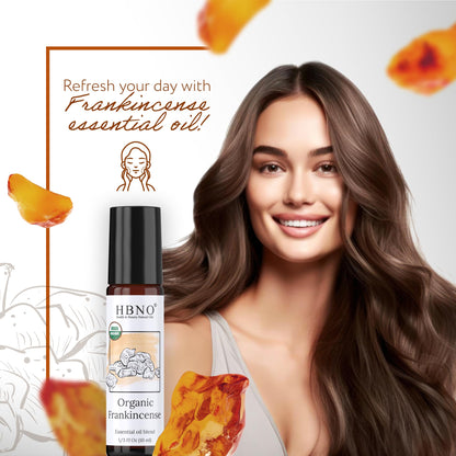 HBNO Organic Frankincense Roll-On - 10 ml Travel Size, USDA Organic, MCT Oils