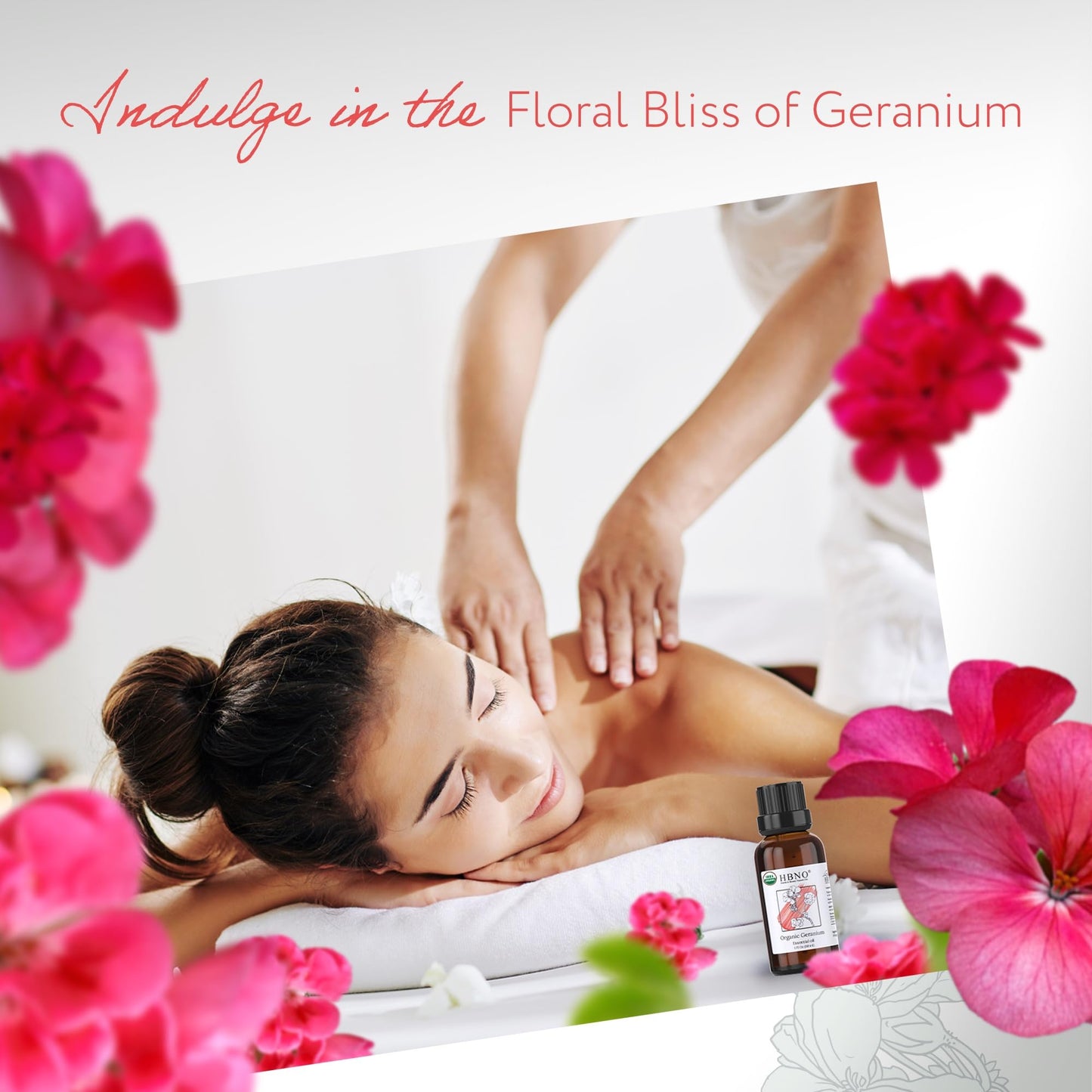 HBNO Organic Geranium Essential Oil - 1 oz (30 ml) | USDA Certified Organic