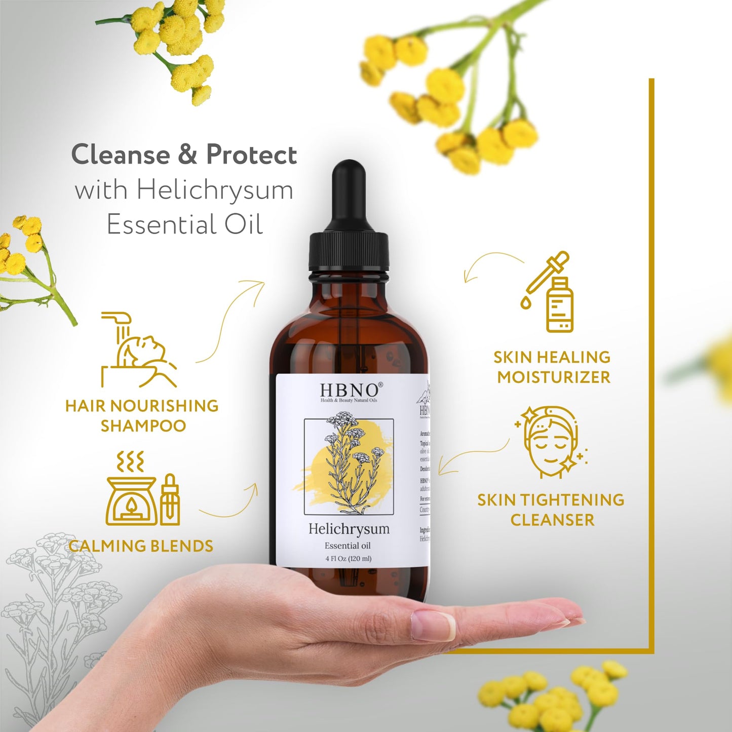 HBNO Helichrysum Oil – 4 oz (120 ml) Value Size