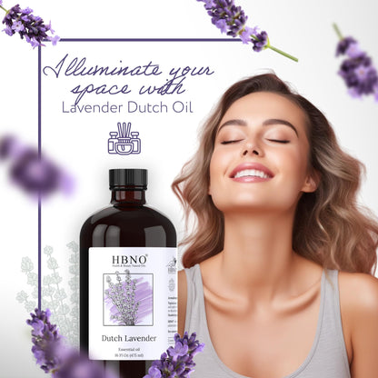 HBNO Lavender Dutch Oil - 16 oz (475 ml) Glass Bottle | Hexane-Free, Cruelty-Free