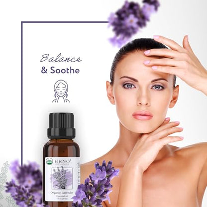 HBNO California Organic Lavender Essential Oil – 1 fl oz (30ml) | USDA Certified Organic
