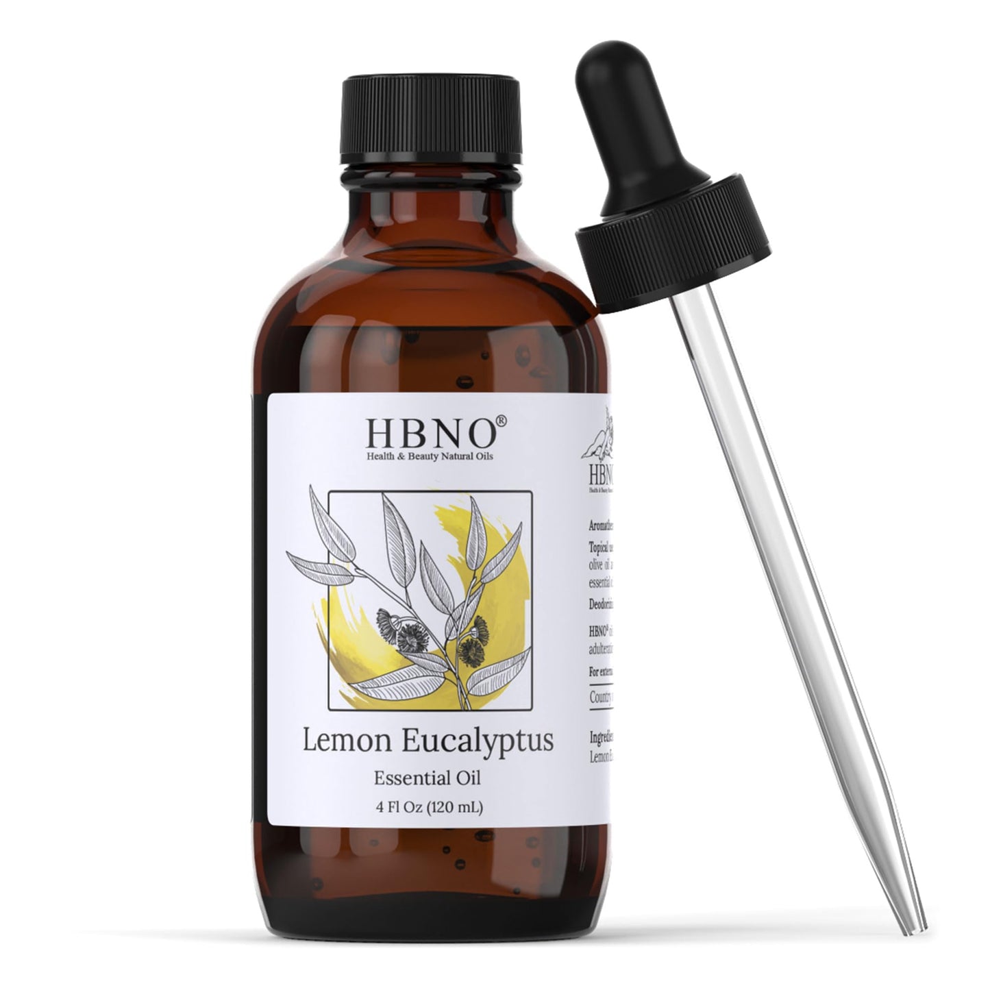 HBNO Lemon Eucalyptus Essential Oil - 4 oz (120 ml) - Natural | Cleaning, Aromatherapy & DIY