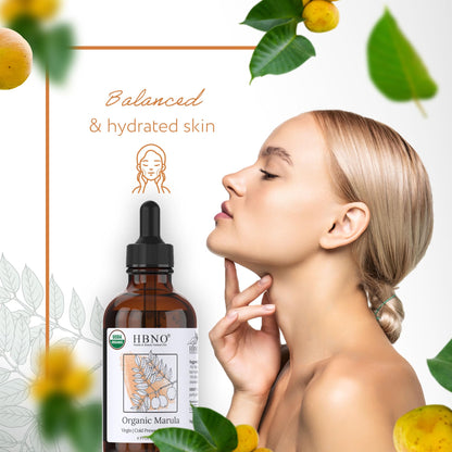 HBNO Organic Marula Oil – 4 oz (120 ml), USDA Certified Organic, Cold-Pressed for Face, Body, Lips & Hair