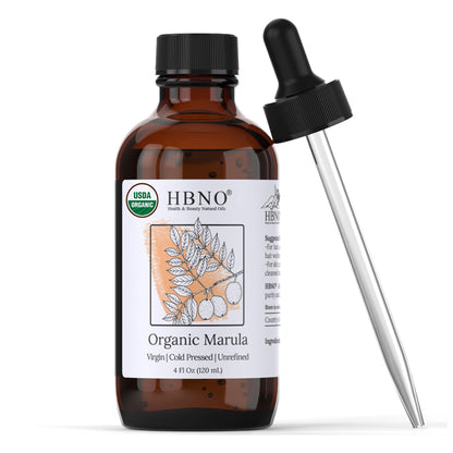 HBNO Organic Marula Oil – 4 oz (120 ml), USDA Certified Organic, Cold-Pressed for Face, Body, Lips & Hair