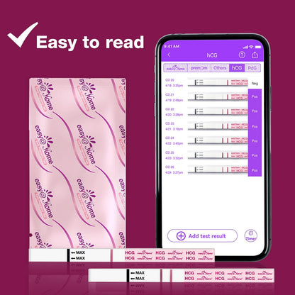 Easy@Home 20-Pack Pregnancy Test Strips – Early hCG Detection with Premom App (Bulk)