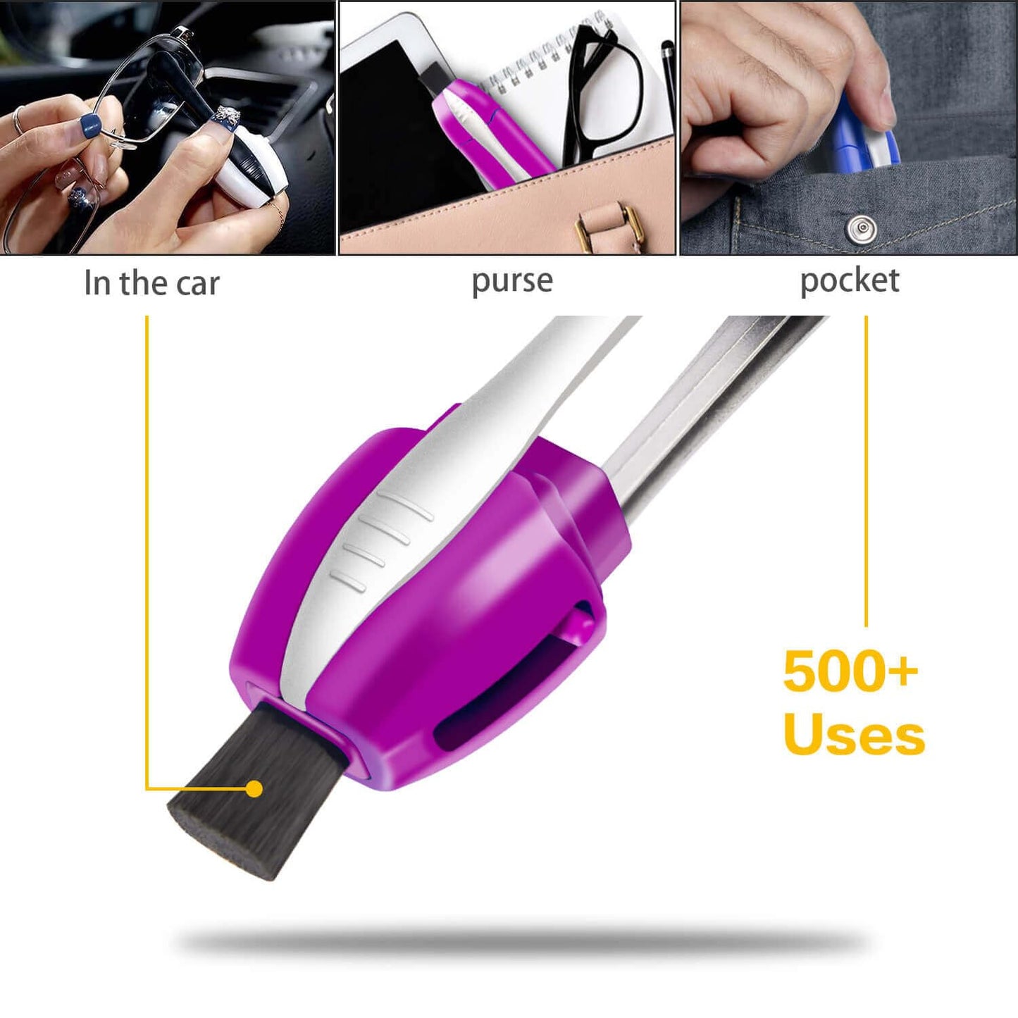 HDWY 3Pcs Portable Eyeglass Cleaner – Microfiber Brush Set for Glasses & Sunglasses | Travel-Friendly