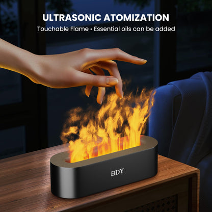 HDY 7 Color Flame Ultrasonic Humidifier | LED Diffuser, 150ml, Auto Shut-Off (Glossy Black)