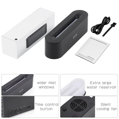 HDY 7 Color Flame Ultrasonic Humidifier | LED Diffuser, 150ml, Auto Shut-Off (Glossy Black)